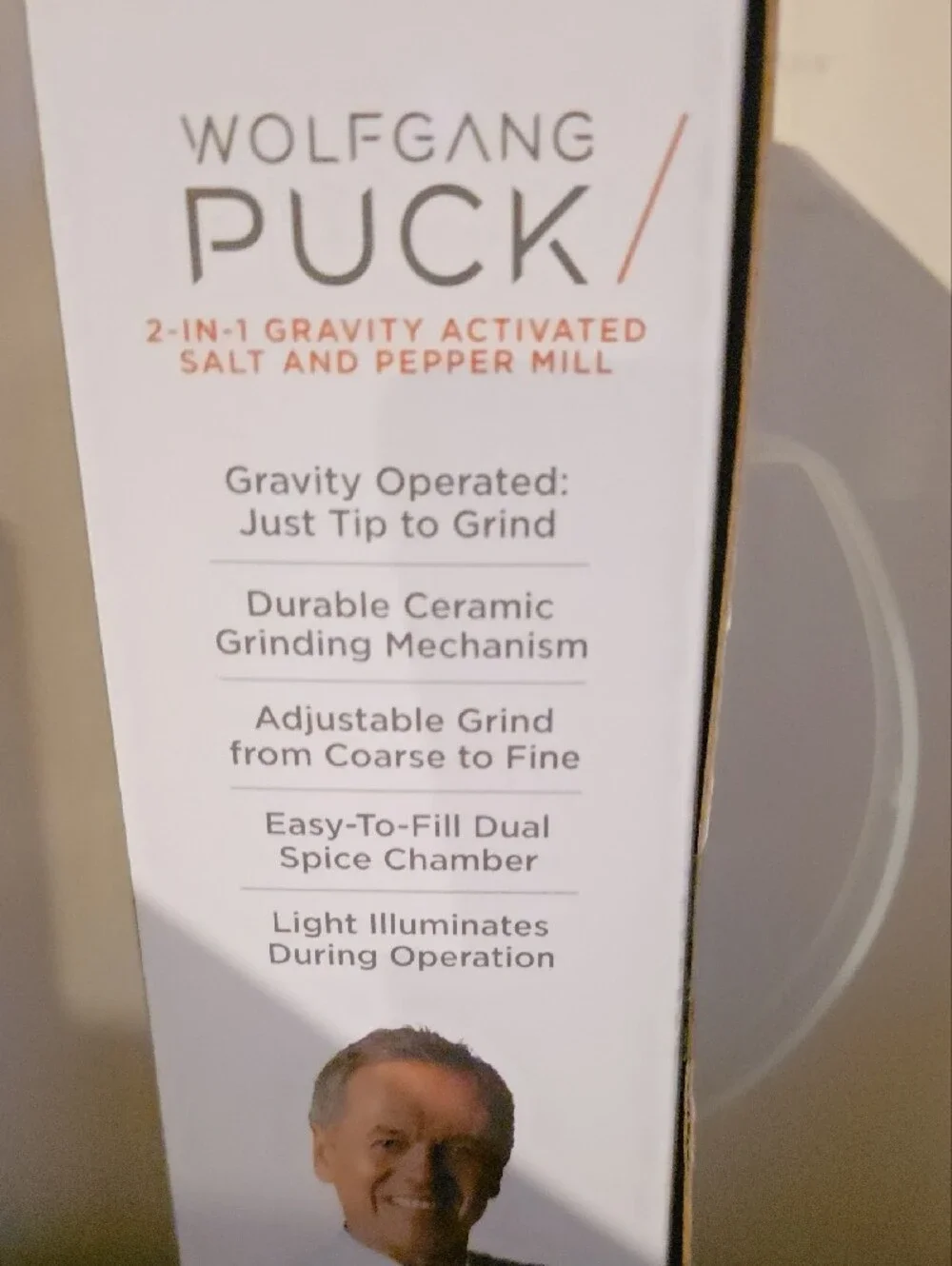 Wolfgang Puck White Pepper Mill - Sleek Countertop Grinder